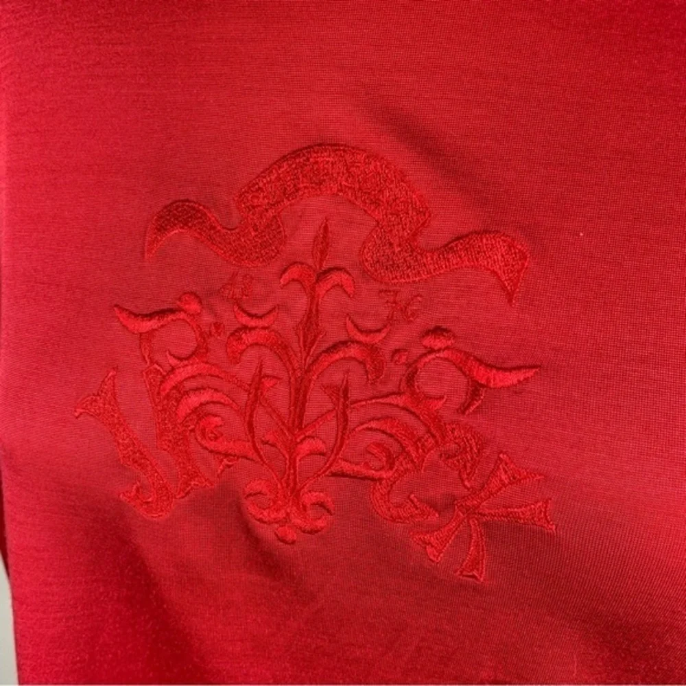 Vintage Efix Red Embroidered Turtleneck Layering T-Shirt Size 43 XL